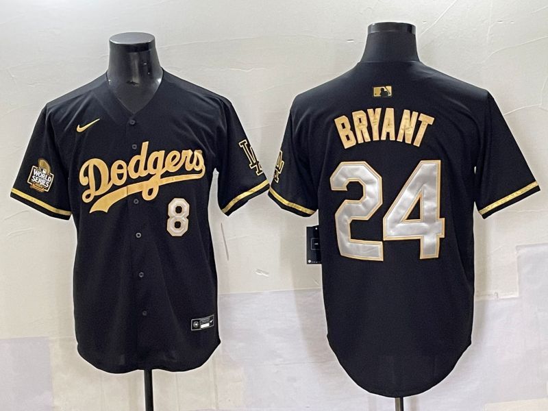 Men 2025 Los Angeles Dodgers 24 Bryant Black gold Nike MLB Jersey style 7074
